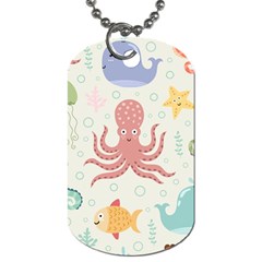 Underwater-seamless-pattern-light-background-funny Dog Tag (two Sides)