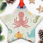 Underwater-seamless-pattern-light-background-funny Star Ornament (Two Sides) Back