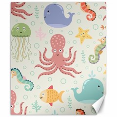 Underwater-seamless-pattern-light-background-funny Canvas 20  X 24 