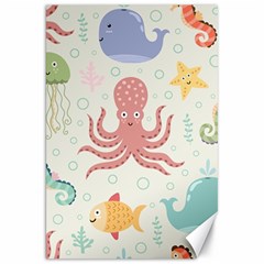 Underwater-seamless-pattern-light-background-funny Canvas 20  X 30 