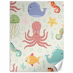 Underwater-seamless-pattern-light-background-funny Canvas 36  X 48 