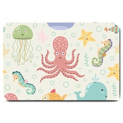 Underwater-seamless-pattern-light-background-funny Large Doormat by Jancukart