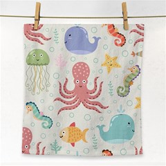 Underwater-seamless-pattern-light-background-funny Face Towel