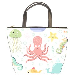 Underwater-seamless-pattern-light-background-funny Bucket Bag by Jancukart