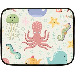 Underwater-seamless-pattern-light-background-funny Double Sided Fleece Blanket (mini)  by Jancukart