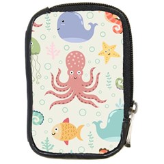 Underwater-seamless-pattern-light-background-funny Compact Camera Leather Case