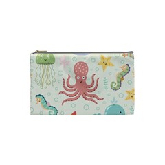 Underwater-seamless-pattern-light-background-funny Cosmetic Bag (small) by Jancukart