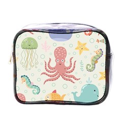 Underwater-seamless-pattern-light-background-funny Mini Toiletries Bag (one Side)