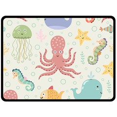 Underwater-seamless-pattern-light-background-funny Fleece Blanket (large)  by Jancukart