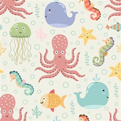 Underwater-seamless-pattern-light-background-funny Play Mat (square)