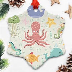 Underwater-seamless-pattern-light-background-funny Ornament (snowflake)