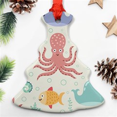 Underwater-seamless-pattern-light-background-funny Christmas Tree Ornament (two Sides)