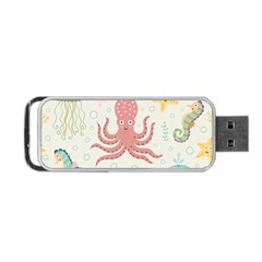 Underwater-seamless-pattern-light-background-funny Portable Usb Flash (two Sides)