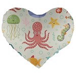 Underwater-seamless-pattern-light-background-funny Large 19  Premium Heart Shape Cushions Front