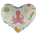 Underwater-seamless-pattern-light-background-funny Large 19  Premium Heart Shape Cushions Back