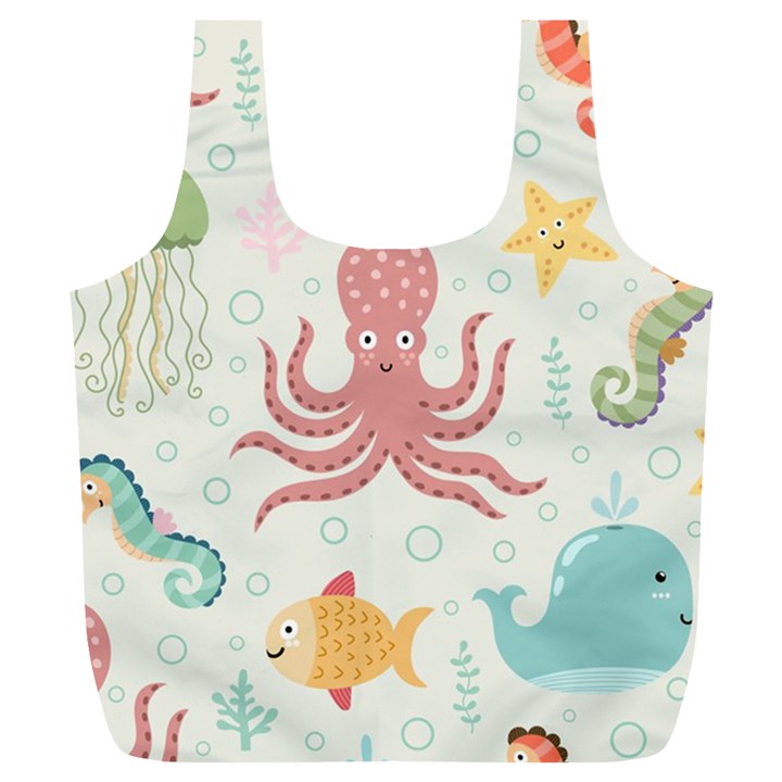 Underwater-seamless-pattern-light-background-funny Full Print Recycle Bag (XL)