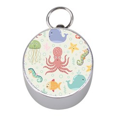 Underwater-seamless-pattern-light-background-funny Mini Silver Compasses