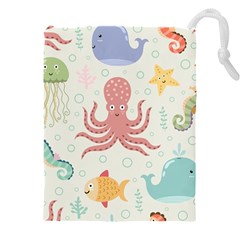 Underwater-seamless-pattern-light-background-funny Drawstring Pouch (5xl) by Jancukart