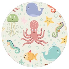 Underwater-seamless-pattern-light-background-funny Round Trivet by Jancukart