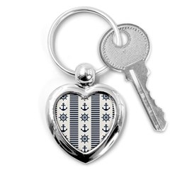 Nautical-seamless-pattern-vector-illustration Key Chain (heart)