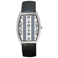 Nautical-seamless-pattern-vector-illustration Barrel Style Metal Watch