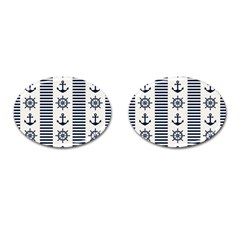 Nautical-seamless-pattern-vector-illustration Cufflinks (oval)