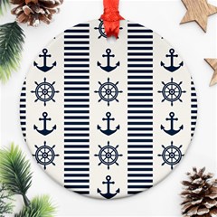 Nautical-seamless-pattern-vector-illustration Round Ornament (two Sides)