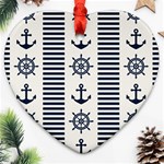 Nautical-seamless-pattern-vector-illustration Heart Ornament (Two Sides) Front