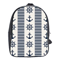 Nautical-seamless-pattern-vector-illustration School Bag (large)