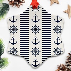 Nautical-seamless-pattern-vector-illustration Snowflake Ornament (two Sides)