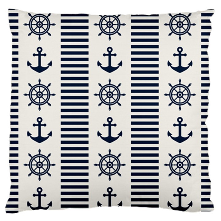 Nautical-seamless-pattern-vector-illustration Large Flano Cushion Case (One Side)