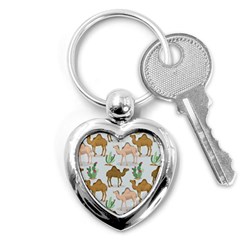 Camels-cactus-desert-pattern Key Chain (heart)