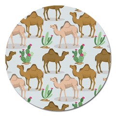 Camels-cactus-desert-pattern Magnet 5  (round) by Jancukart