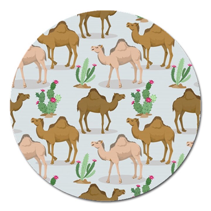 Camels-cactus-desert-pattern Magnet 5  (Round)