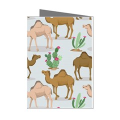 Camels-cactus-desert-pattern Mini Greeting Cards (pkg Of 8)