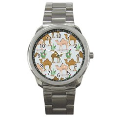 Camels-cactus-desert-pattern Sport Metal Watch