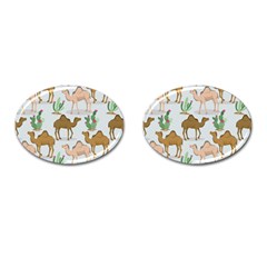 Camels-cactus-desert-pattern Cufflinks (oval)