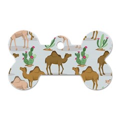 Camels-cactus-desert-pattern Dog Tag Bone (one Side) by Jancukart