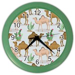 Camels-cactus-desert-pattern Color Wall Clock Front