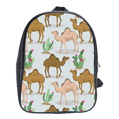 Camels-cactus-desert-pattern School Bag (large) by Jancukart