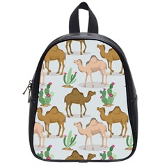 Camels-cactus-desert-pattern School Bag (small) by Jancukart