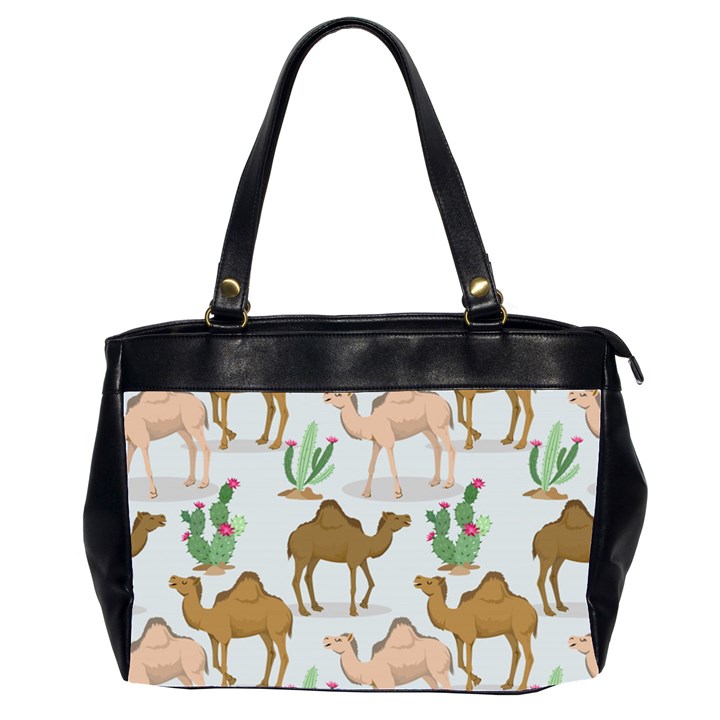 Camels-cactus-desert-pattern Oversize Office Handbag (2 Sides)