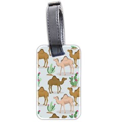 Camels-cactus-desert-pattern Luggage Tag (two Sides) by Jancukart