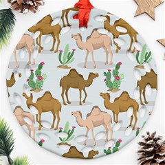 Camels-cactus-desert-pattern Ornament (round Filigree)