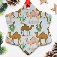 Camels-cactus-desert-pattern Snowflake Ornament (two Sides)