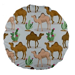 Camels-cactus-desert-pattern Large 18  Premium Round Cushions