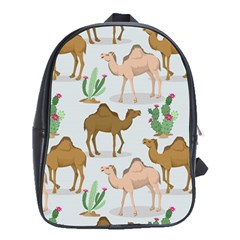 Camels-cactus-desert-pattern School Bag (xl)