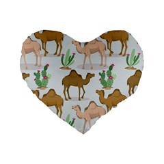 Camels-cactus-desert-pattern Standard 16  Premium Heart Shape Cushions