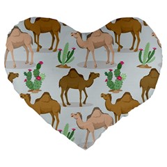 Camels-cactus-desert-pattern Large 19  Premium Heart Shape Cushions