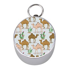 Camels-cactus-desert-pattern Mini Silver Compasses